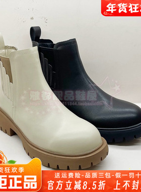 正品卡迪娜女靴热销冬新款圆头低跟圆头牛皮短靴时装靴KA245702