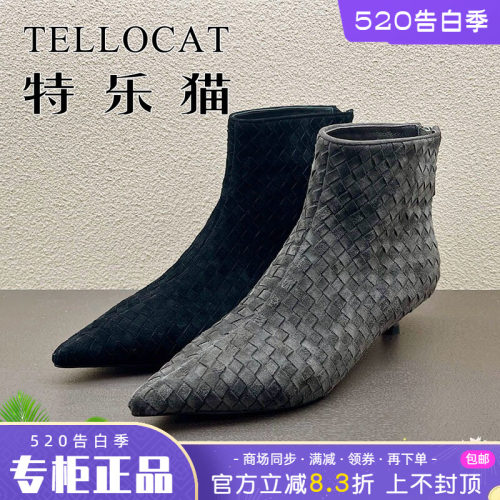 正品TELLOCAT特乐猫女靴2025秋款中跟细跟短靴时尚性感