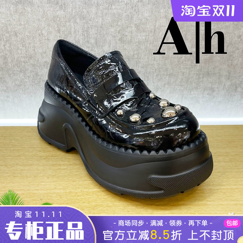 正品卡美星Ah女鞋2025春新款粗跟中跟圆头英伦风单鞋时尚舒适个性