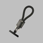 高级黑色牛皮指环手机挂绳女结实超薄夹片手机链钥匙扣电话短绳男