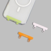 新款 双耳手机垫片0.2mm超薄金属手机挂绳夹片橙色双扣手机链挂件