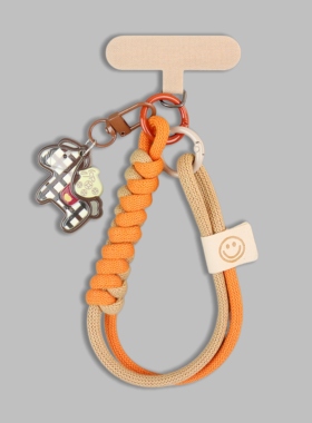小丫子原创橙色编织手机挂绳小马挂件手机链手腕防丢绳钥匙扣挂饰