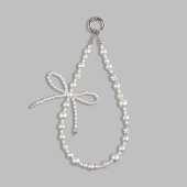 雪花蝴蝶结珍珠手机链女士高端串珠手机挂链手腕链条好看水晶挂绳