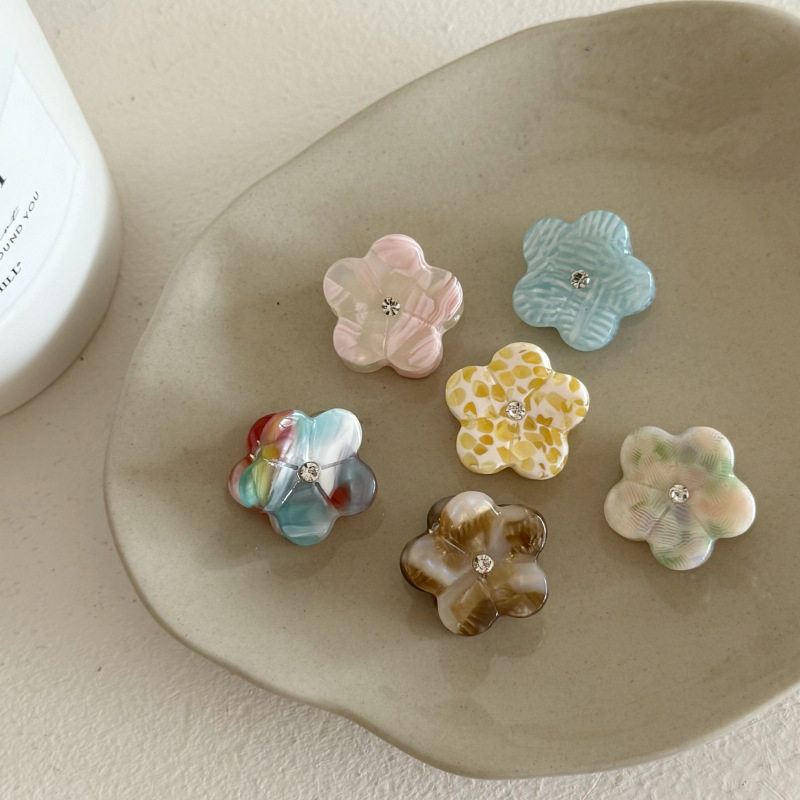 复古醋酸抓夹带钻花朵抓夹小号刘海夹前额碎发夹子韩系发抓发饰品