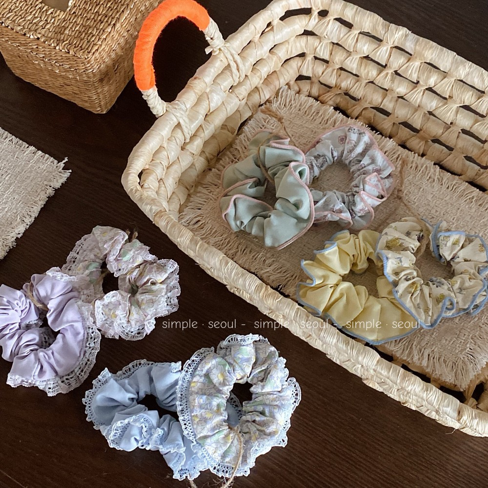 芭蕾风奶油缎面蓝色条纹大肠发圈女百搭发绳马尾丸子头小号发饰