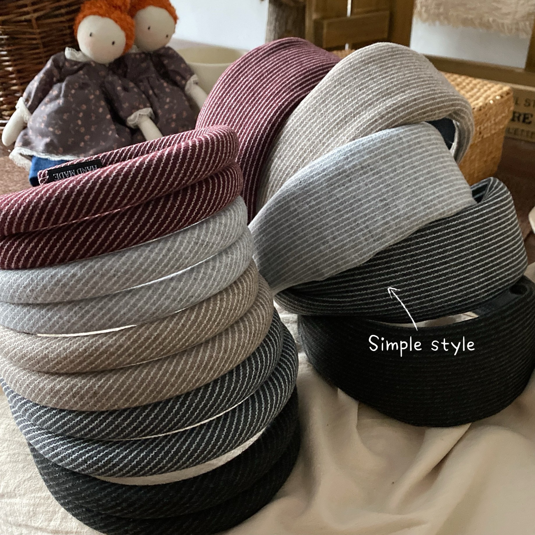 韩系INS款棉麻波点宽边发箍高级感条纹头箍增高颅顶压发发卡头箍