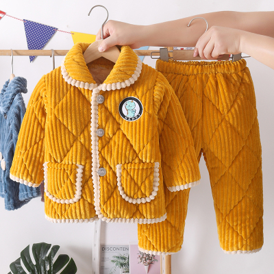 法兰绒冬季加绒保暖家居服套装