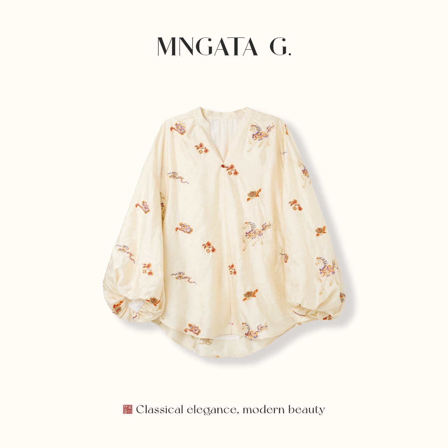 宫小妍【马踏祥云】新中式穿搭国风长袖衬衫6011240