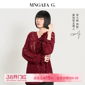 带胸针百搭长袖 V领新中式 上衣5123004 樱桃红了 宫小妍