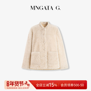 曼加塔【山岚煮雪】新中式羊皮毛一体拉贡皮草外套5120399