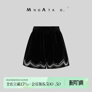 子短裤 宫小妍 风休闲裤 真丝新中式 银蝶子