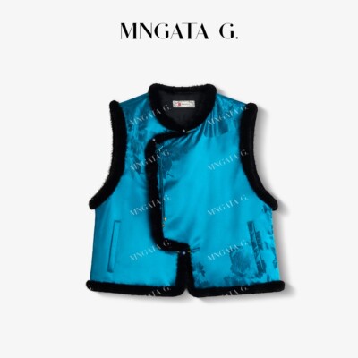 MNGATA G.宫小妍【水貂毛·瓷蓝】秋冬新中式风加厚马甲