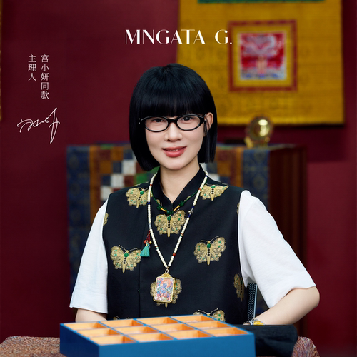 宫小妍真丝新中式祖母绿金蝶马甲