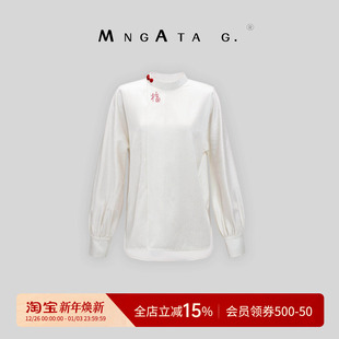 老钱风衬衫 曼加塔 女装 29姆米小重缎新中式 上久楷·福到