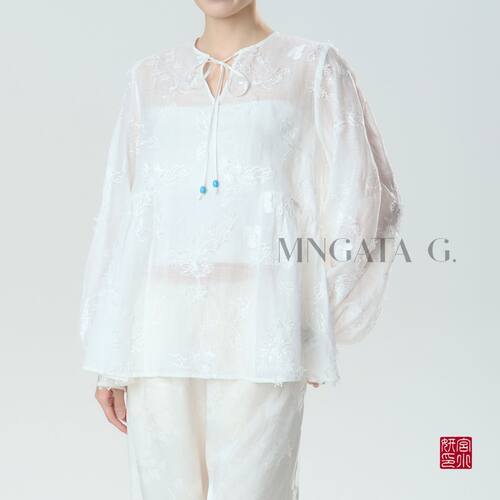 宫小妍听风絮苎麻轻中式上衣