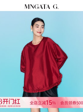 宫小妍【双宫绸·殷红】真丝新中式中国风长袖上衣5120916
