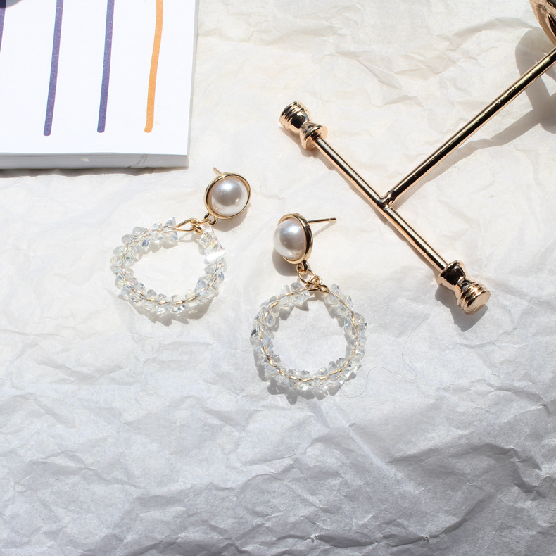 透明水晶不对称显脸瘦极简风圆环