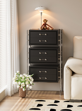 谷及 简约金属设计感精致墙边柜储物柜收纳柜金属柜子现代实木柜