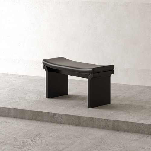 谷及简约ins玄关实木皮质换鞋凳