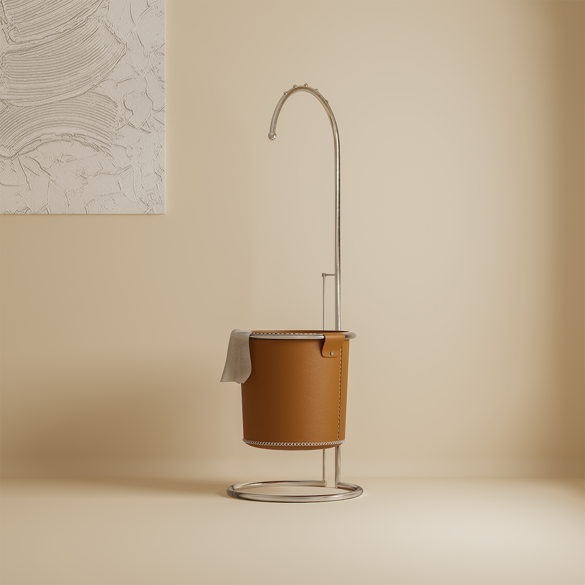 谷及简约设计皮兜伸缩金属衣帽架