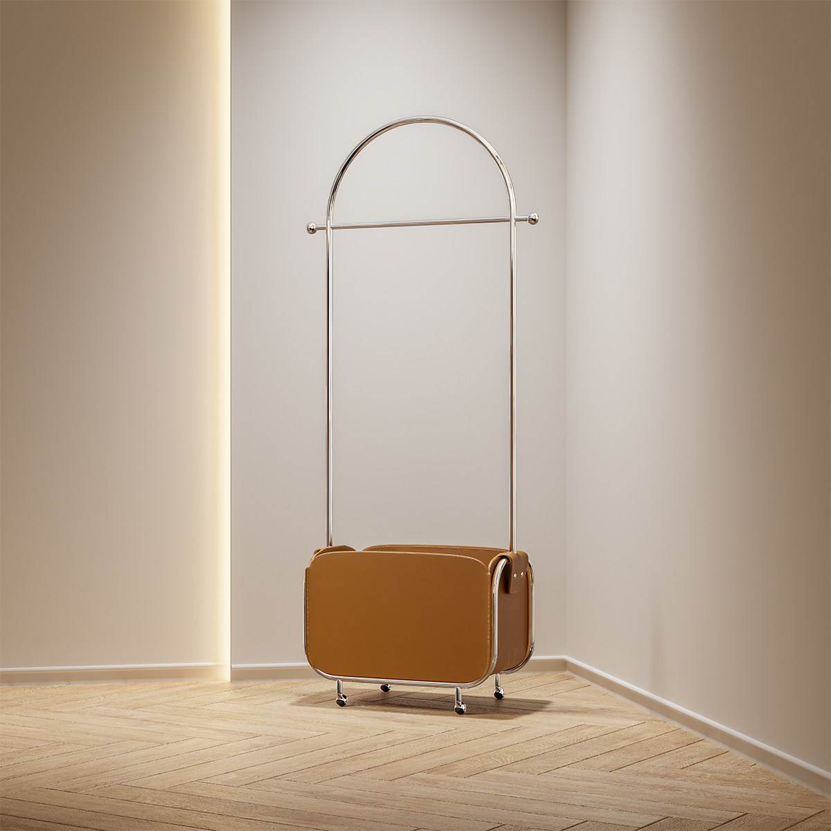 谷及轻奢金属皮革组装移动衣架
