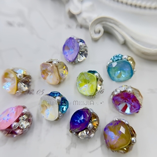 摩卡糖果色钻球捷克彩色美甲成品手工堆堆钻装 饰DIY饰品配件无底
