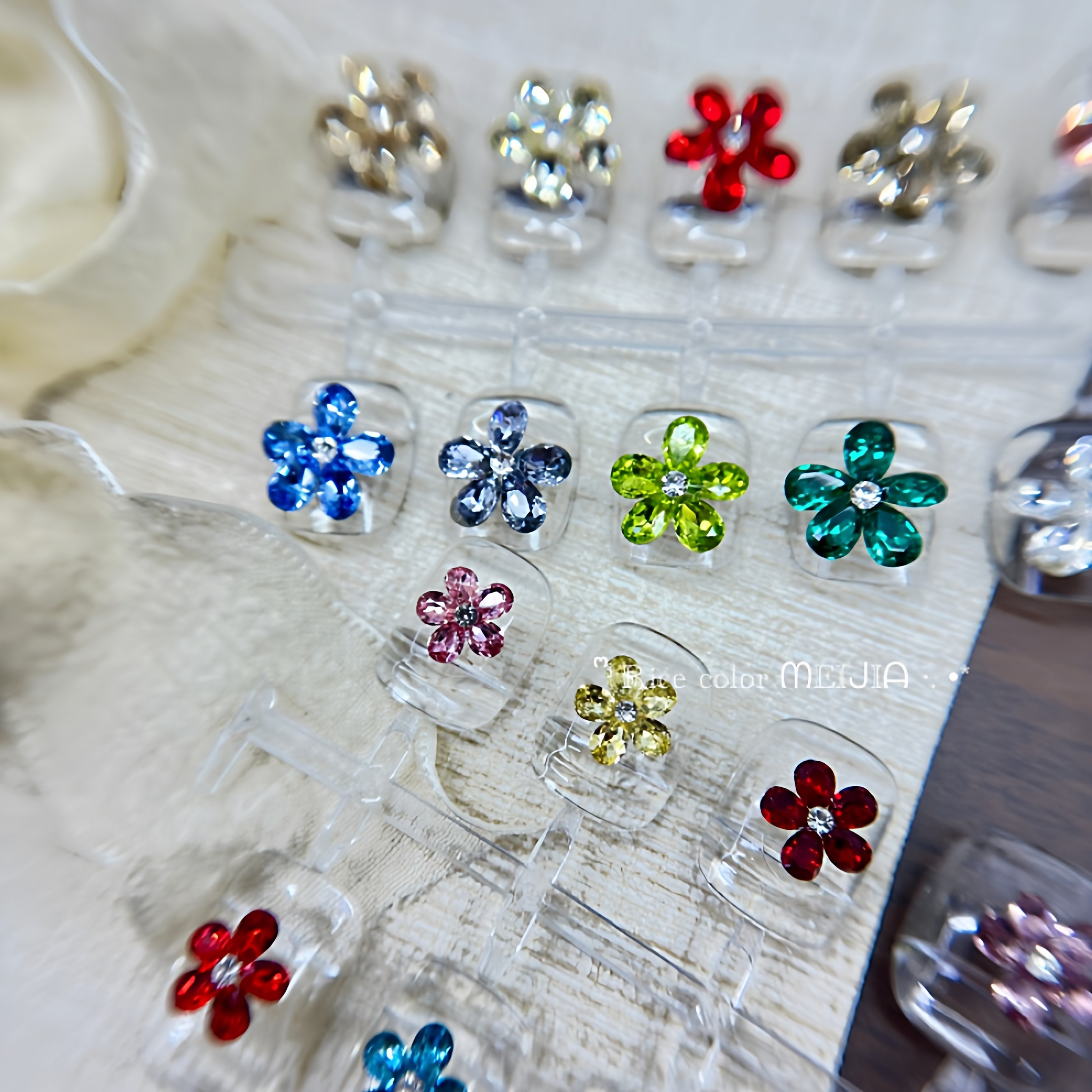 网红爆闪富贵花 一路生花美甲拼钻立体五瓣花大小水滴尖底异形钻