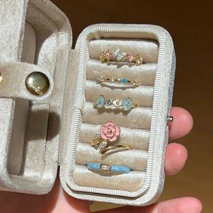 新中式国风贝母珐琅蓝色戒指轻奢高级感小众指环高颜值不掉色礼物