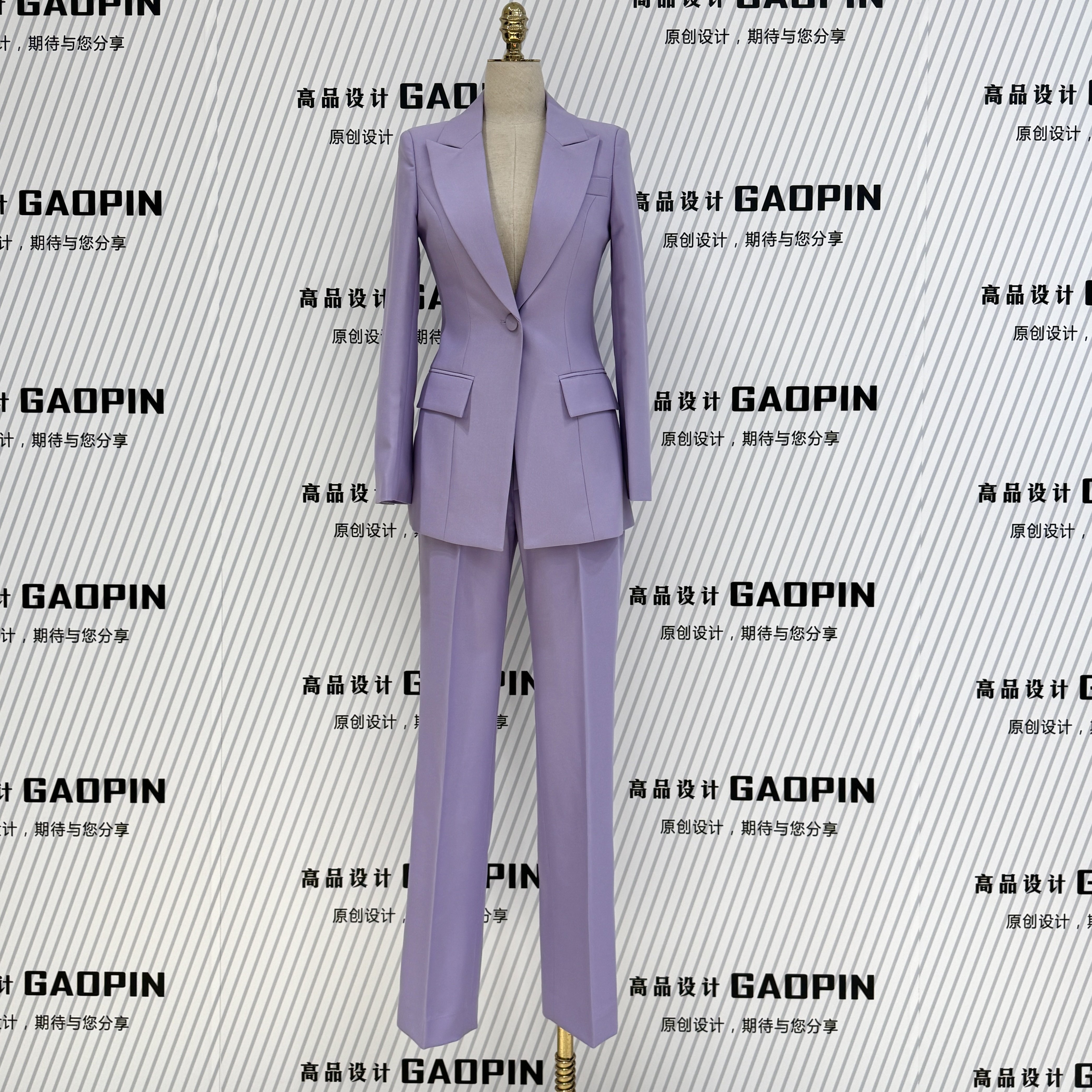 2026春季新款浅紫色西装套装直筒长裤修身显瘦艺考美业团队工作服