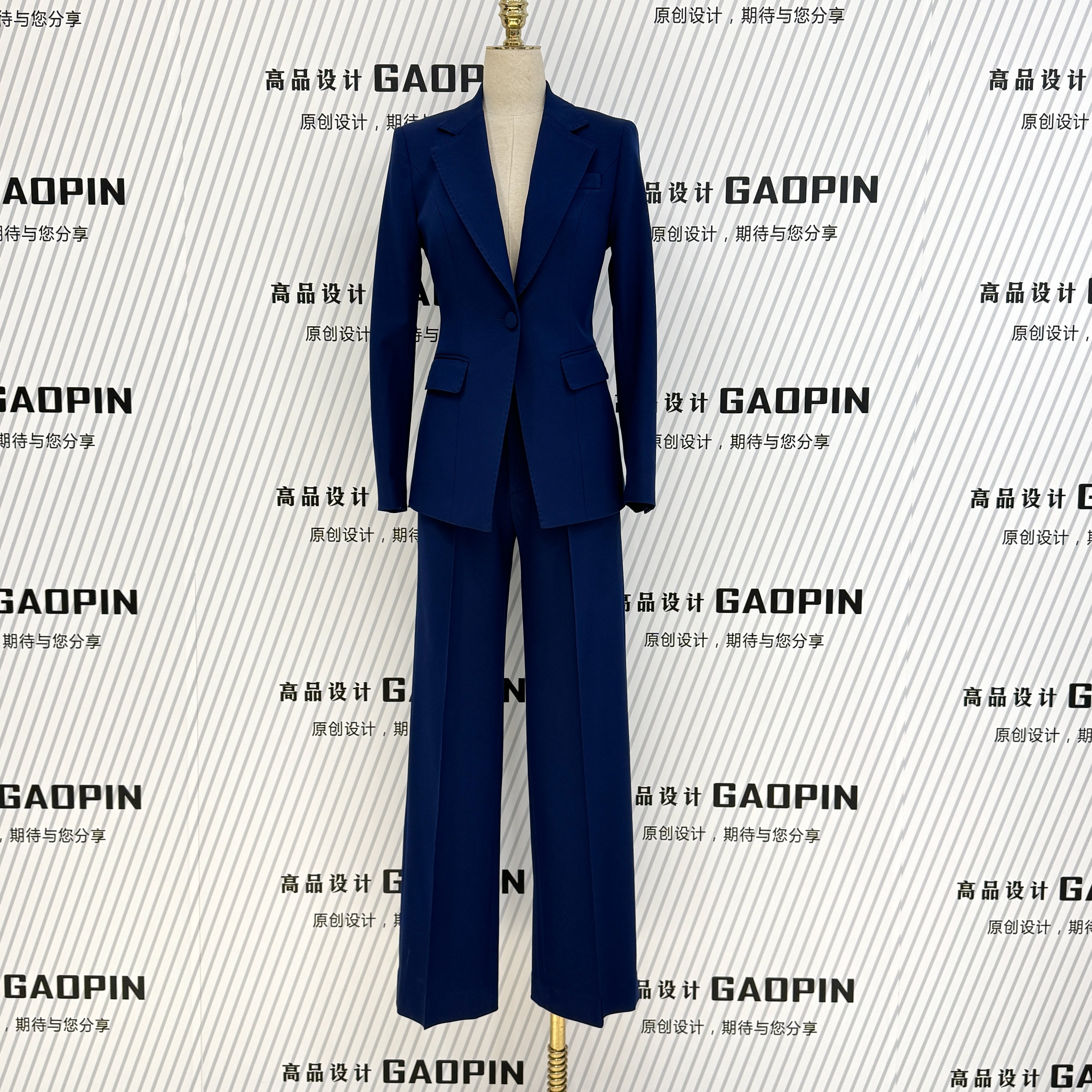 2026春季新款深蓝色一粒扣时髦高品质职业通勤西服套装女阔腿显瘦