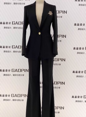 2026秋冬新款黑色西装套装女高级感修身喇叭裤商务高端女神范礼服