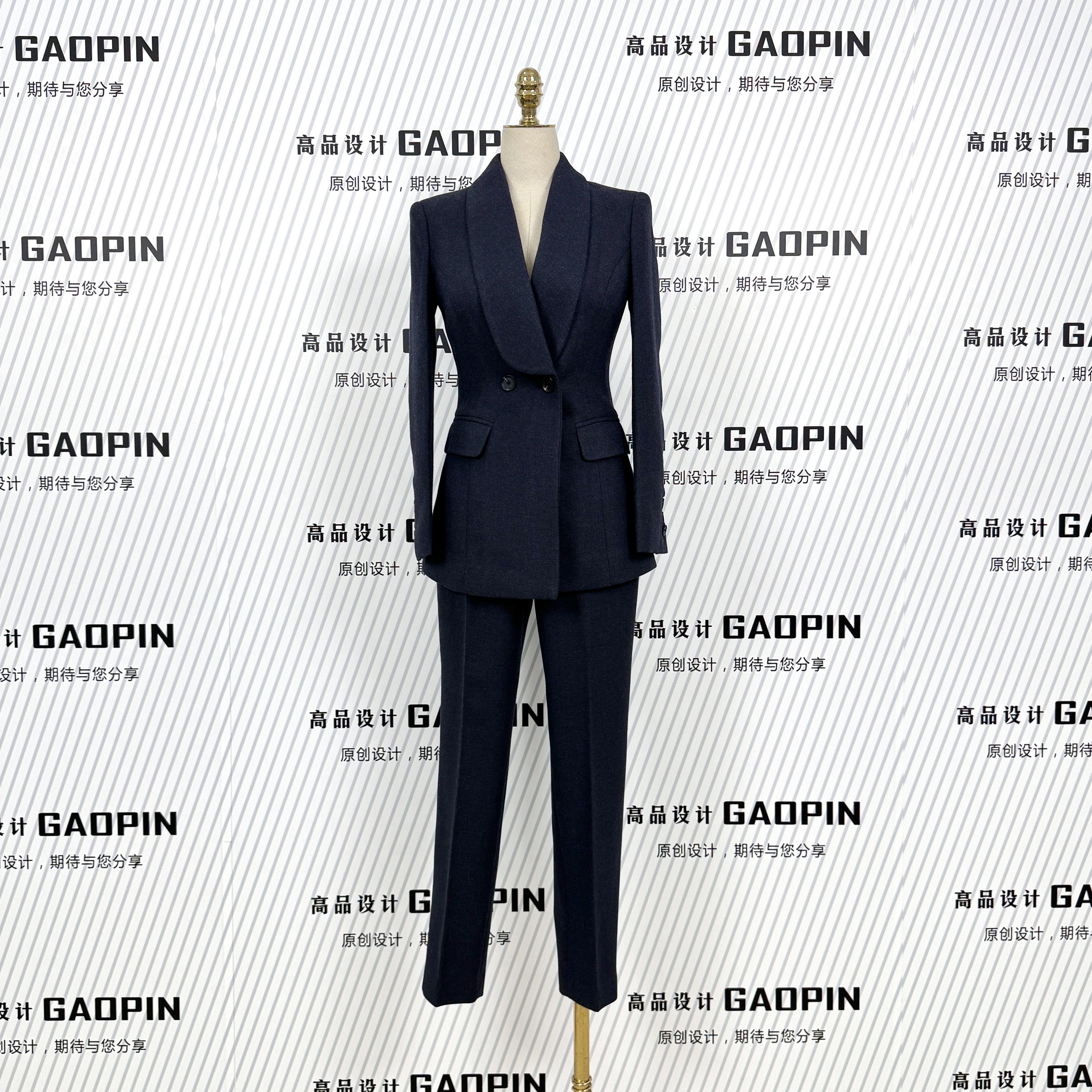 冬季厚款羊毛呢外套女青果领西装