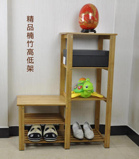 架子 店穿试鞋 凳田园储物创意简约现代鞋 包邮 凳鞋 楠竹高低换鞋 柜鞋