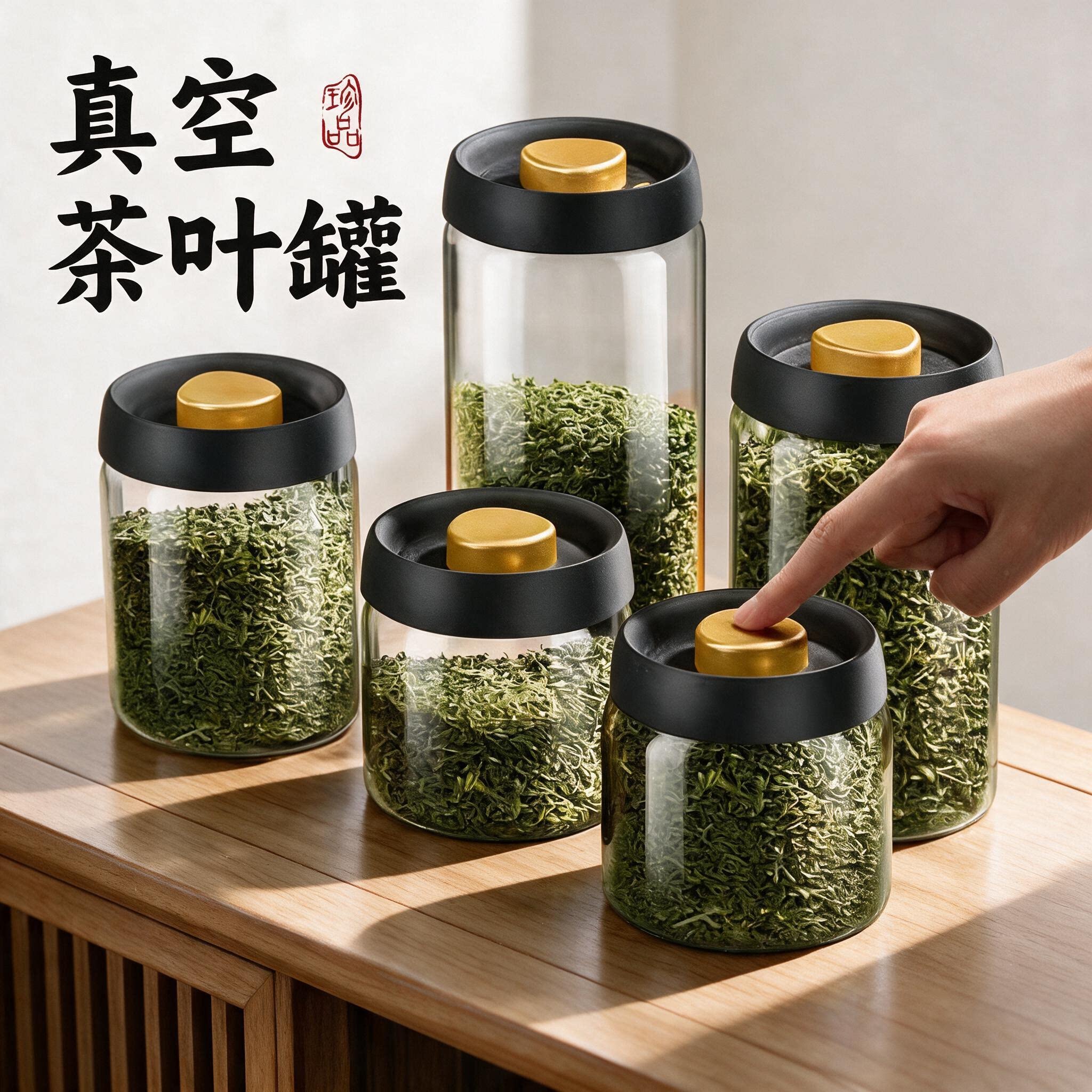 食品级玻璃真空密封茶叶罐