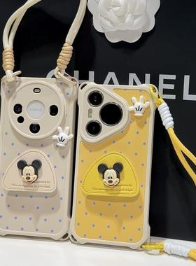 ins米奇支架适用苹果16promax手机壳12/11卡通vivox200红米note13防摔小米14华为p70荣耀15软壳OPPO四角挂绳