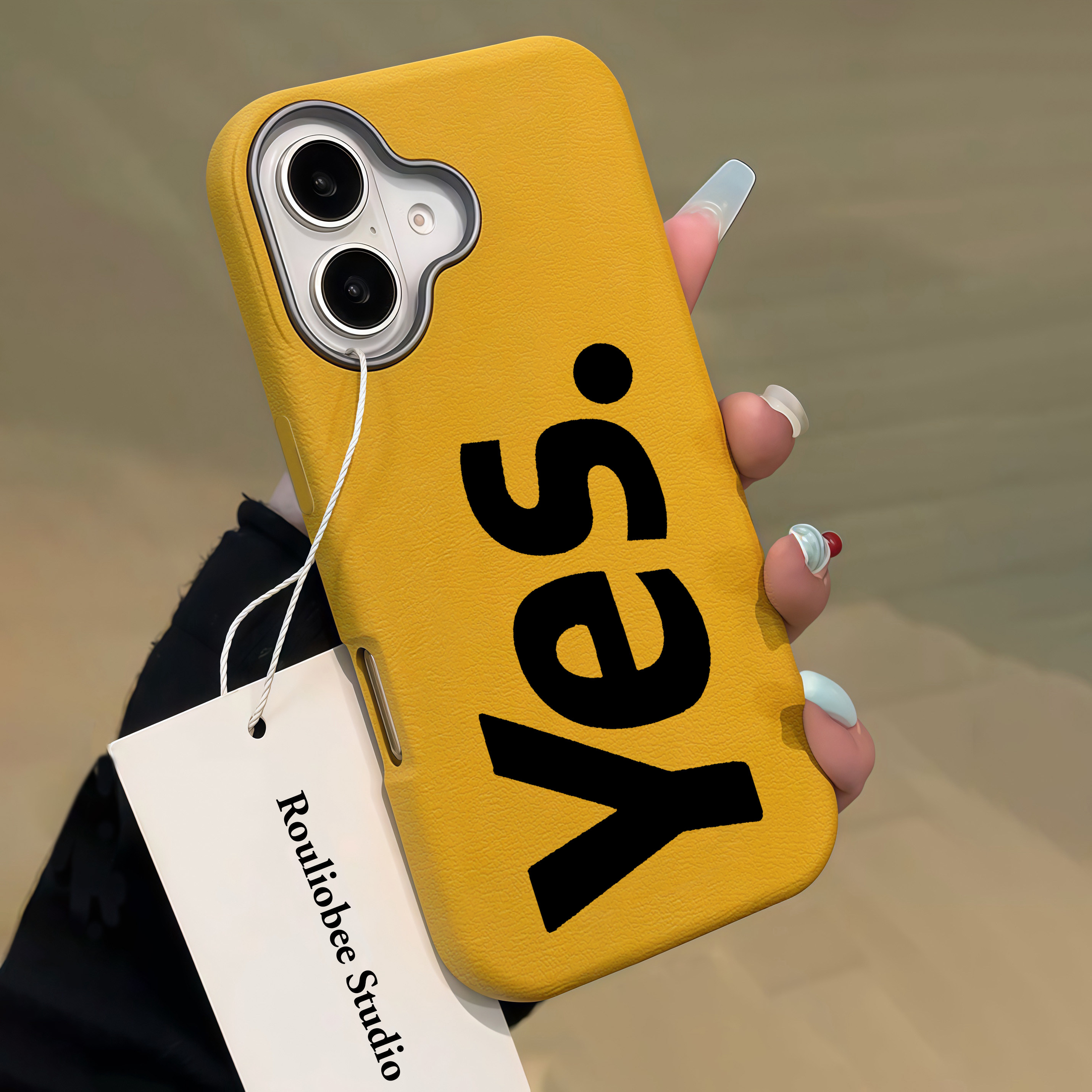 yes英文皮纹金属框适用苹果16promax手机壳iphone14pro新款13高级感12个性11保护套15promax全包防摔简约软壳