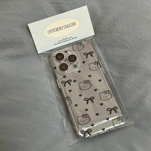 爱心凯蒂猫适用苹果15promax手机壳14pro可爱12小众16软壳11华为mate60荣耀70女vivox100小米OPPO红米note13