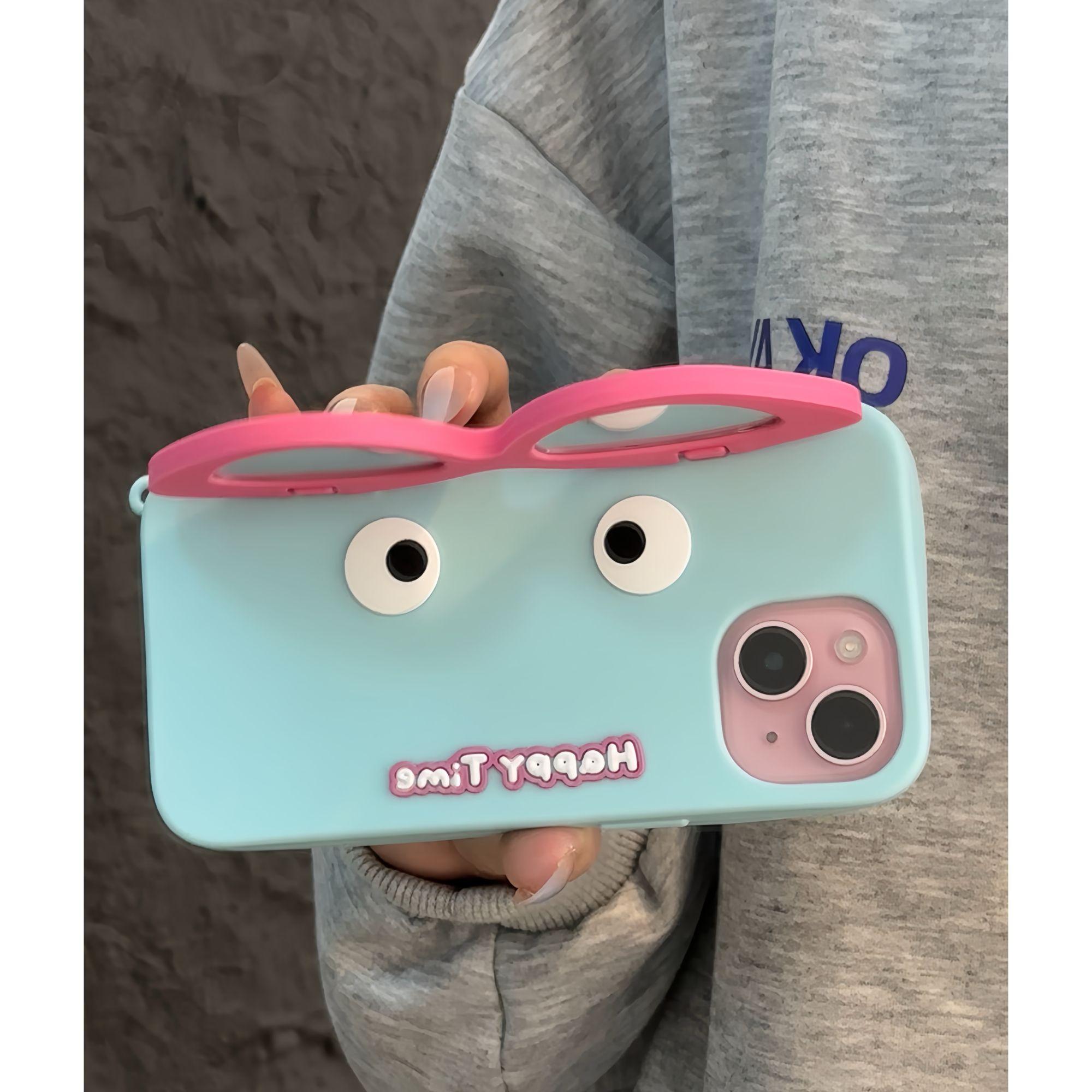 趣味硅胶眼睛适用苹果16promax手机壳iphone14pro新款13个性16可爱保护套15promax全包防摔13promax时尚创意