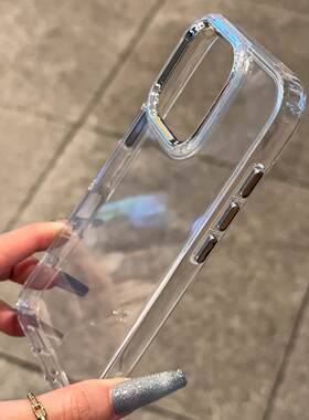 轻奢金属按键适用iPhone16promax手机壳13苹果15pro简约12透明17华为mate70男vivos20小米14红米k80荣耀oppo
