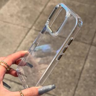 轻奢金属按键适用iPhone16promax手机壳13苹果15pro简约12透明17华为mate70男vivos20小米14红米k80荣耀oppo