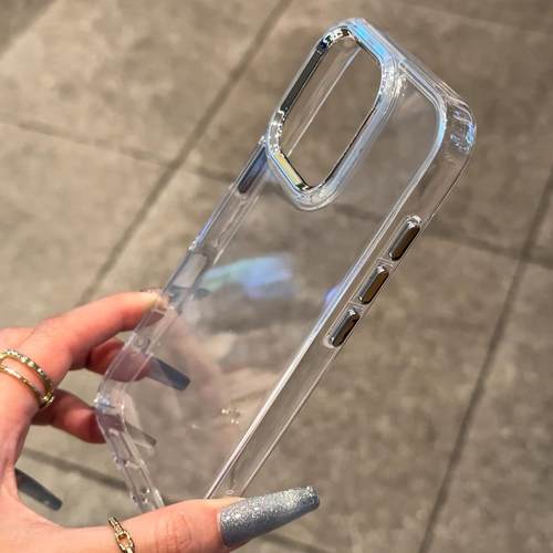 轻奢金属按键适用iPhone16promax手机壳13苹果15pro简约12透明17华为mate70男vivos20小米14红米k80荣耀oppo