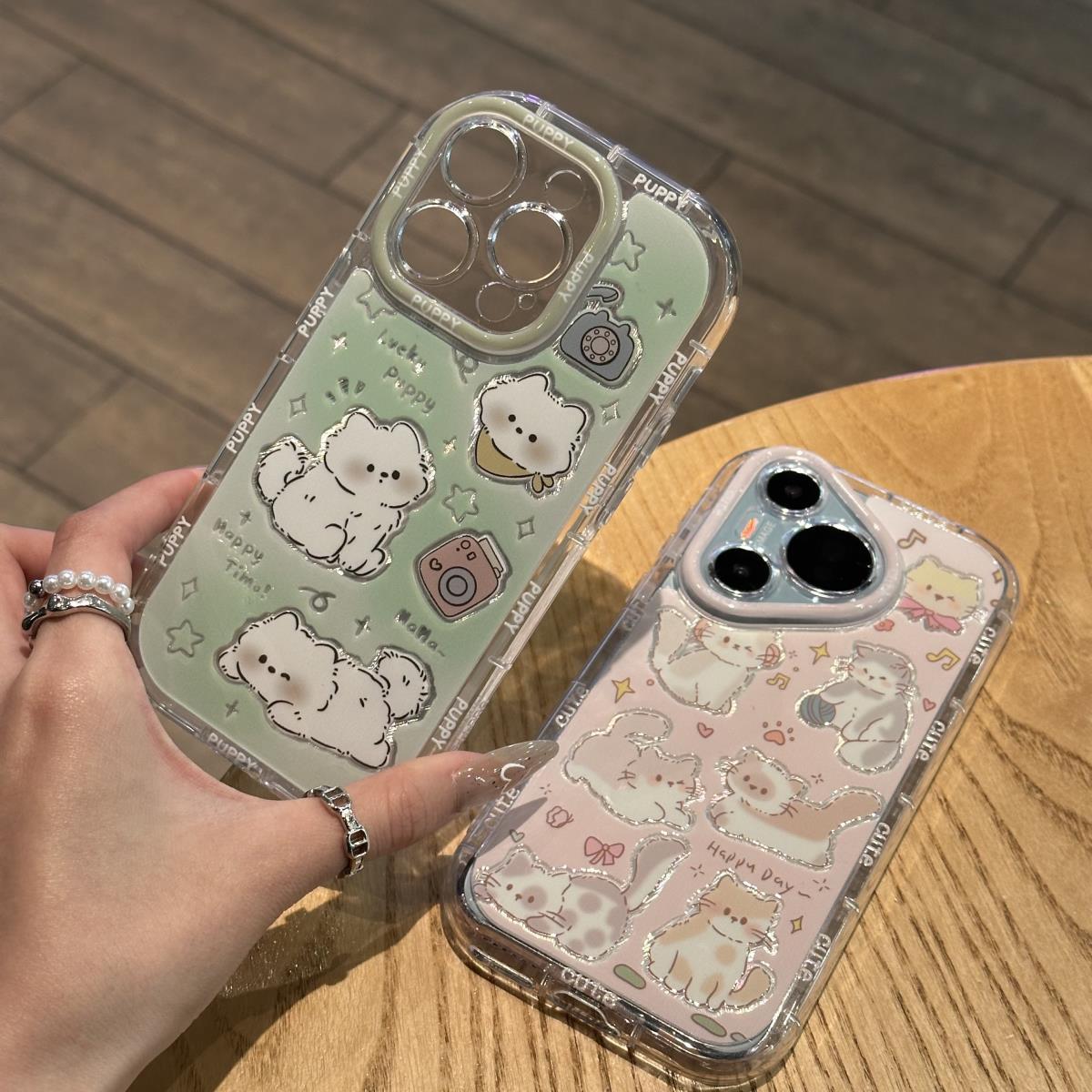 可爱猫咪适用苹果15promax手机壳iphone16pro泡芙羽纱12/11华为mate60新款p70卡通vivo小米14红米荣耀oppok70