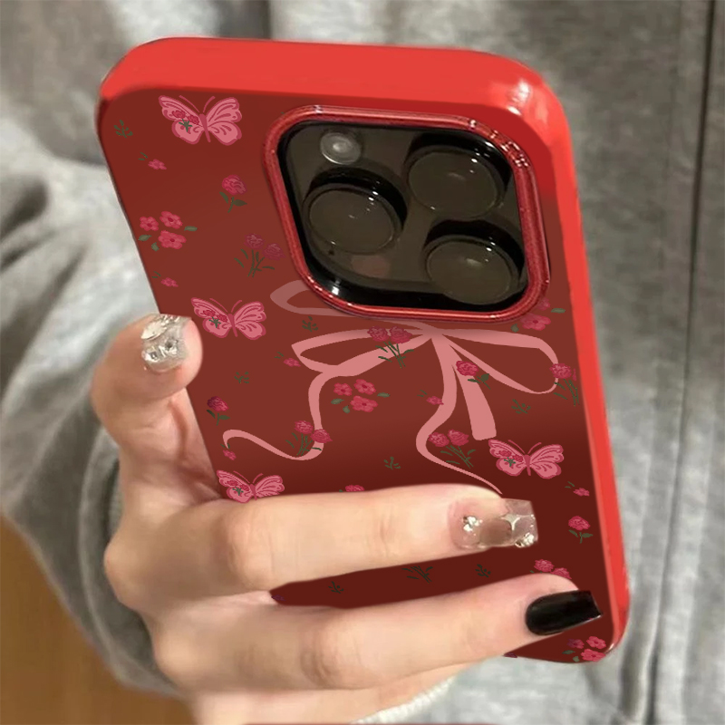 韩风蝴蝶结适用苹果16promax手机壳iphone14pro新款13小清新12可爱11保护套15promax防摔x硅胶xr软壳xsmax女