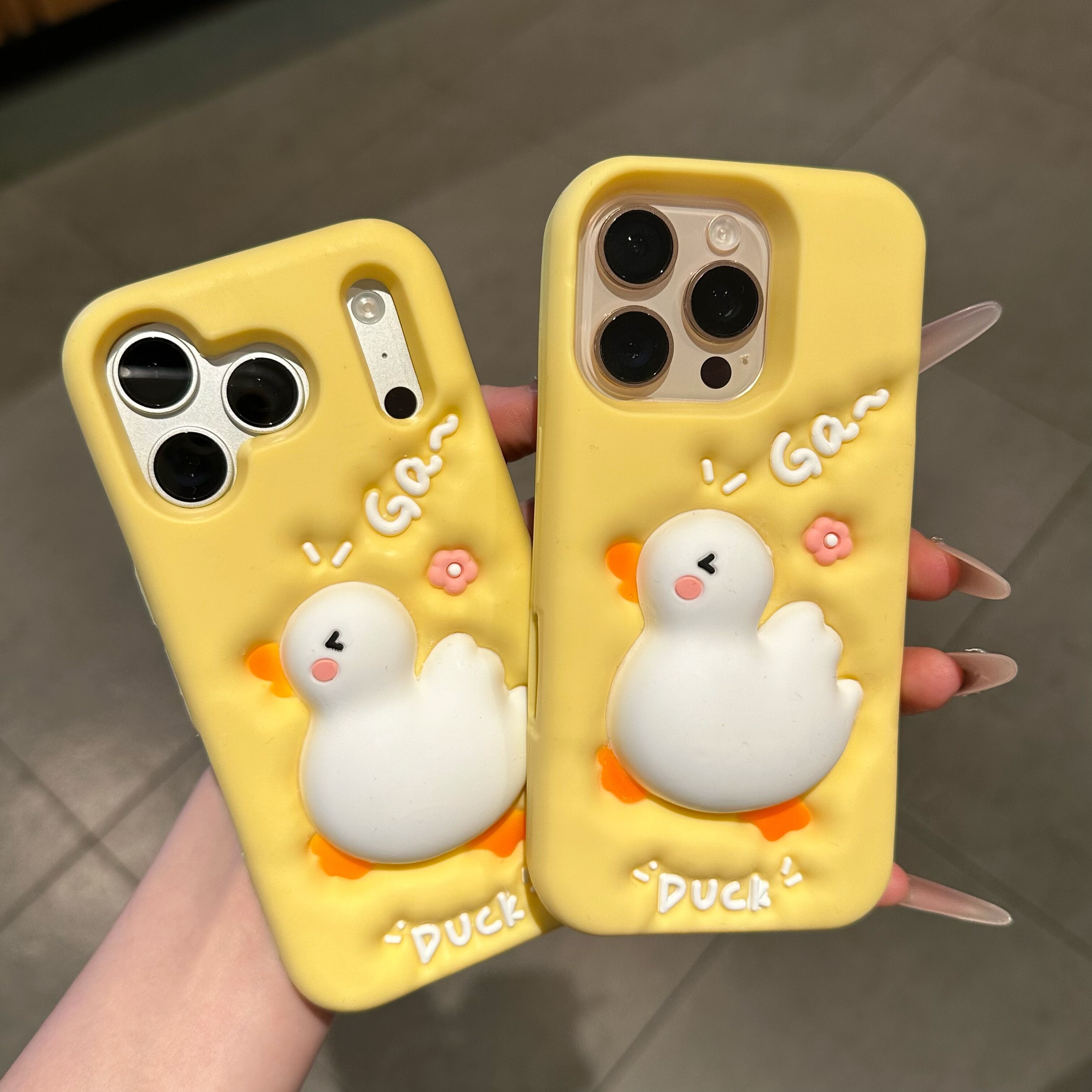 卡通减压鸭子duck适用苹果16promax手机壳iphone14pro新款17PRO创意可爱13保护套15promax防摔立体硅胶软壳17
