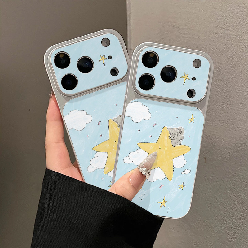 蓝底星星小象适用苹果17promax手机壳iPhone16/15华为p70小米17pro荣耀500全包OPPOfindx8红米k90创意VIVOs50
