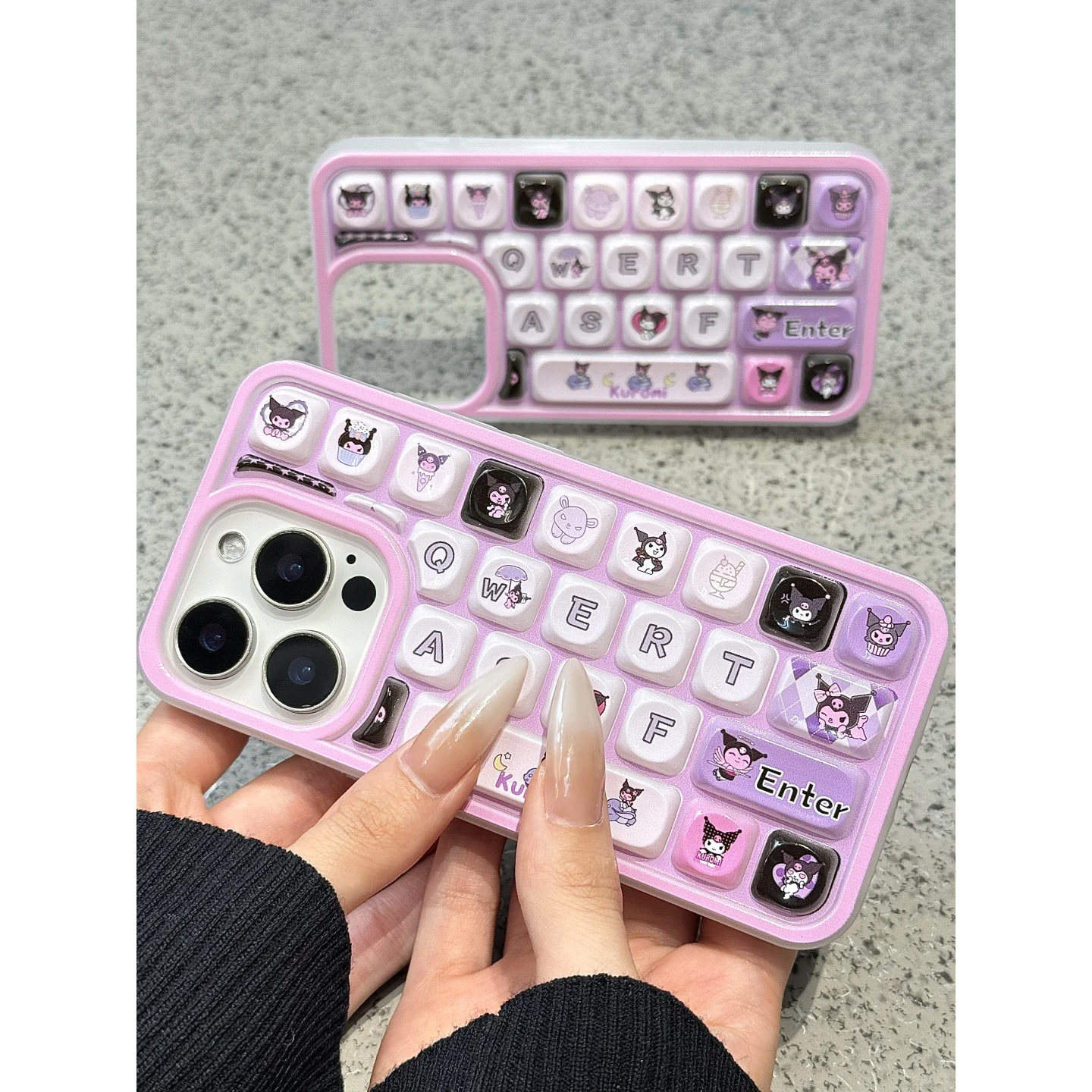创意立体可爱库洛米键盘适用苹果15手机壳iPhone16ProMax新款15promax防摔13女款卡通12硅胶14pro网红全包软