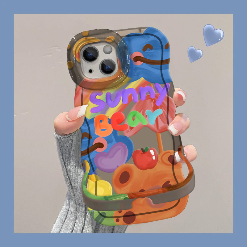 满屏涂鸦熊适用苹果16promax手机壳iphone14pro新款13创意双支架12可爱11保护套15promax全包防摔15plus卡通