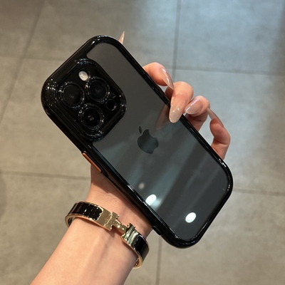 高级感黑色适用iPhone16pro手机壳13苹果15promax简约12/11华为mate60新款p70透明vivo小米14红米k70荣耀oppo