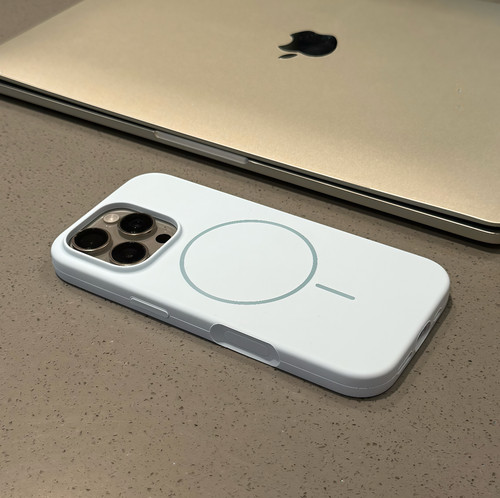 天蓝色液态硅胶细圈肤感磁吸适用苹果17pro手机壳简约iPhone16promax橡皮手感15高级感14防摔13男女时尚12套