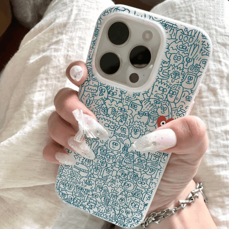 蓝色线条适用苹果16promax手机壳iphone14pro新款13高级感12小众11保护套15promax全包防摔x硅胶xr软壳xsmax